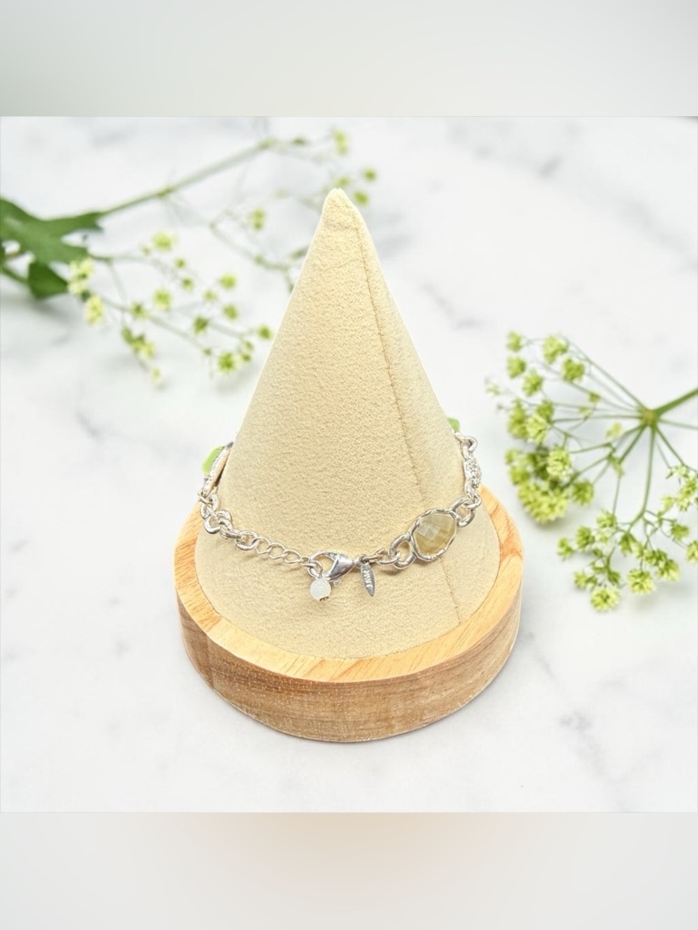 Avon Silver-Tone Bracelet with Lime Green and Pale Yellow Stones - Picture 6 of 14